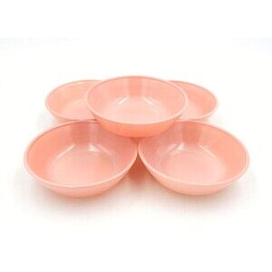Hazel-Atlas Pink Platonite Berry Bowls 5 Inch Moderntone Milk Glass S/5